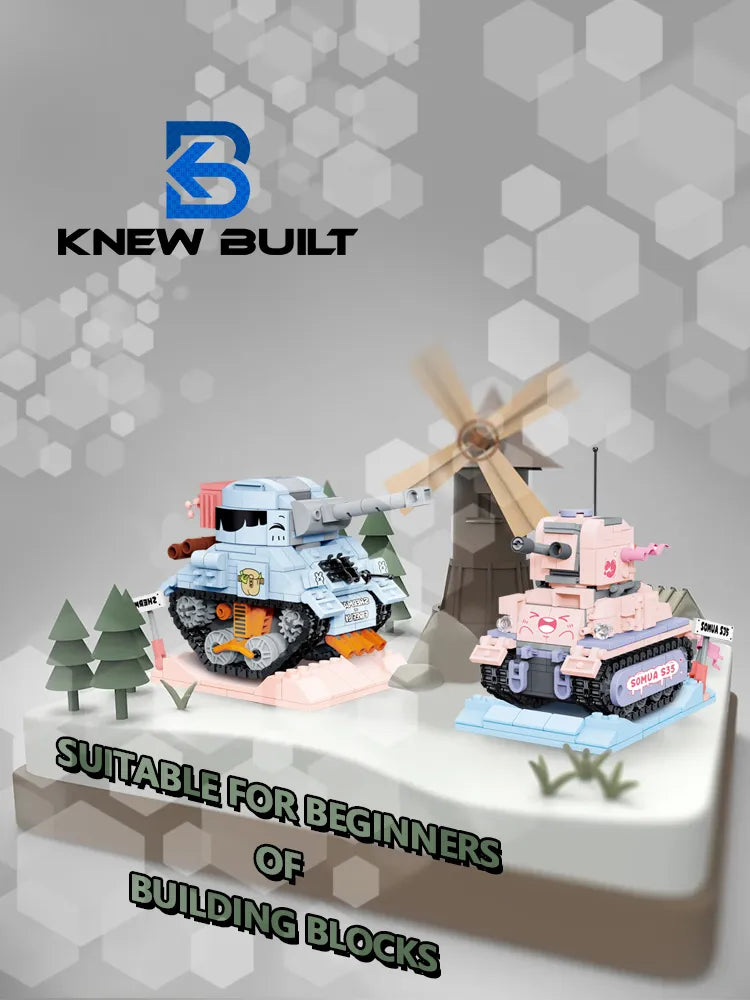 KNEW BUILT Mini Tank Building Blocks Kid Learning Toys Educational Bricks Military Model Construction Set for Children Gift