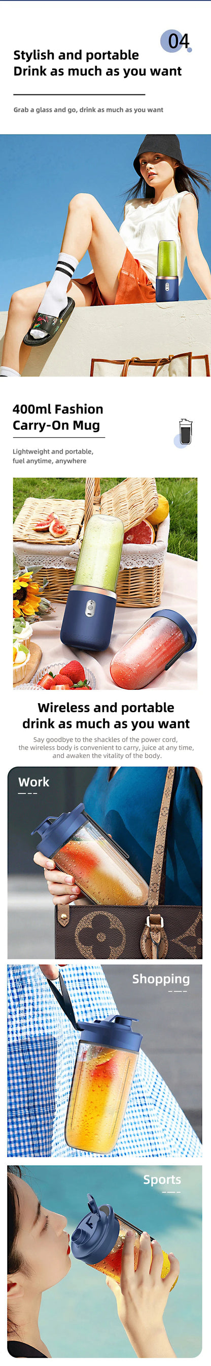 HOMEFISH New Student Home Use Multi-Function Juice Maker Portable Rechargeable Small Juice Cup