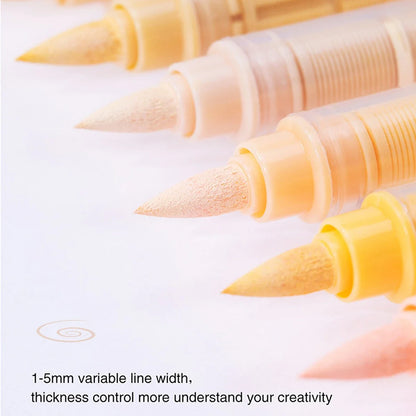 GuangNa 12-72 Colors Soft Brush Acrylic Marker Pen Set,Skin Tone, Macaron color,DIY Hand Drawn,Paint Art Markers pens,GN.8201F/M