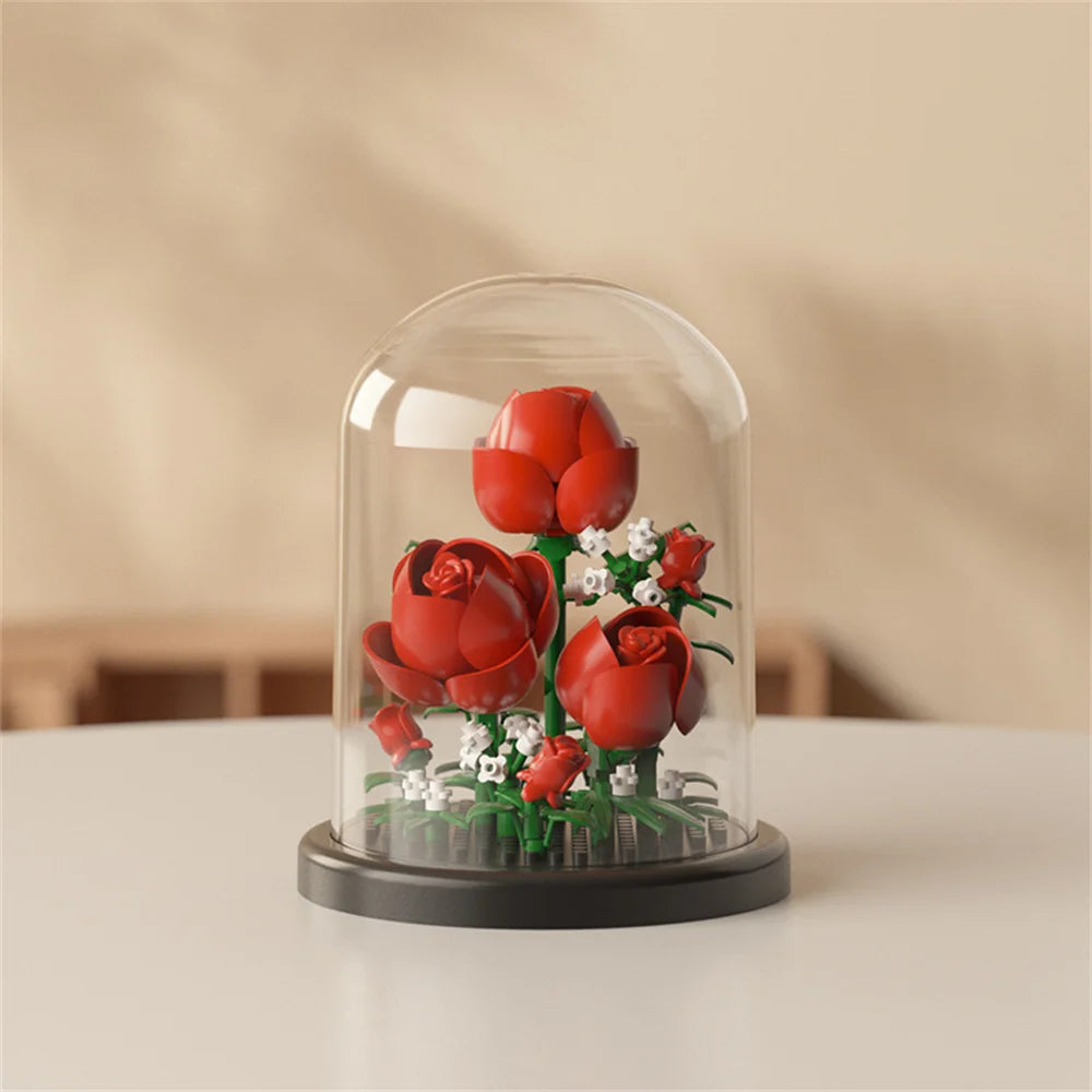 Eternal Flower Bouquet Bonsai Potted Plant Micro Building Blocks Model Home Decoration Toy For Kid Birthday Gift