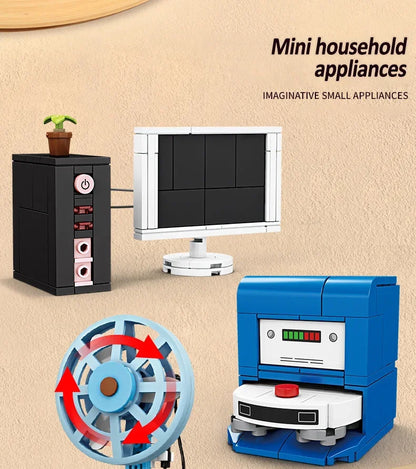 Pretend Play Home Appliance Building Blocks Kids Toys Birthday and Holiday Gift Mini Appliances Set Including Fan Computer Stove