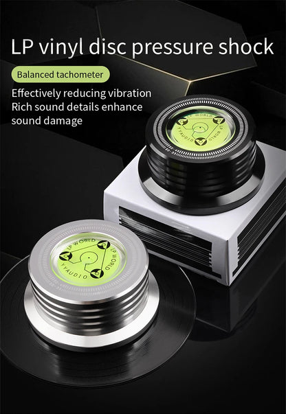 YYAUDIO Universal 50Hz LP Vinyl Record Player Disc Turntable Stabilizer with Level Aluminum Alloy Weight Clamp Music Player