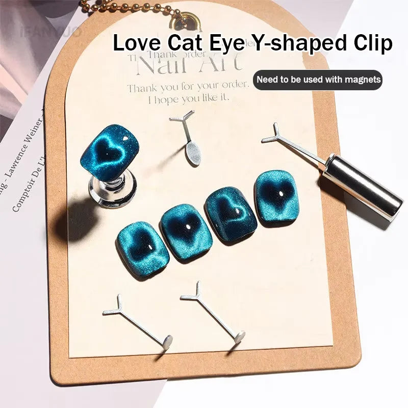 Y-shaped Love Heart Magnetic Set Auxiliary Tool Cat's Eye Match with Nail Magnet Suck Cat Eye Heart Shapes Effect Gel DIY Tool