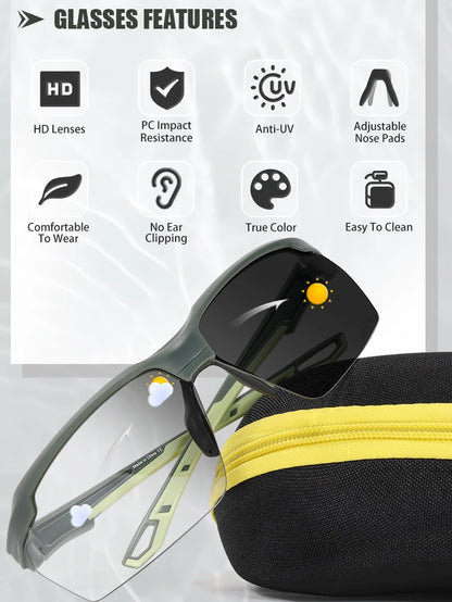 SCVCN Photochromic Sunglasses Cycling Glasses Bike Mountain Bicycle Hiking Golf UV400 Sports Glasses for Men Women Baseball