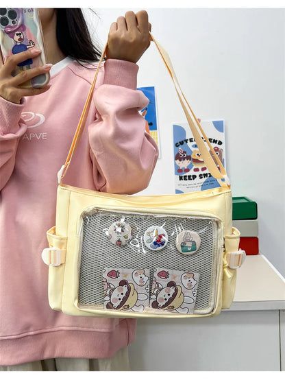 College Style Crossbody Bag with Large Capacity for Class Book Carrying Mailman Bag for Girls Casual Shoulder Crossbody Bag