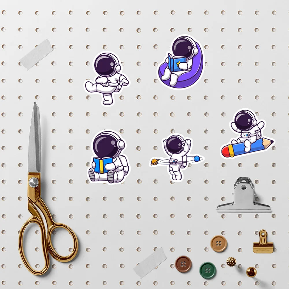 40-240pcs Astronaut Cosmonaut Stickers Cartoon Cute Decals Toy Stationery Guitar Phone Laptop Luggage Car Graffiti Kids Sticker
