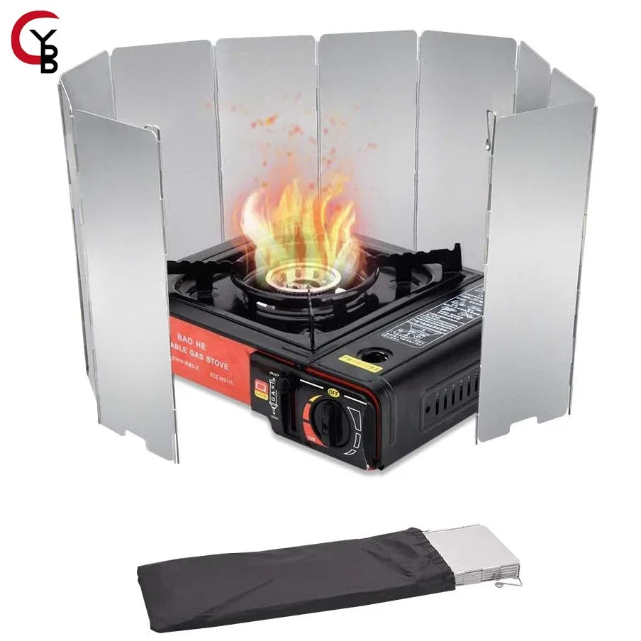 YANBIGUO Tall Stove Windscreen-Gas/Butane Burner Windshield-Aluminum Camping Stove Compact Folding,Outdoor Cooker Wind Shield