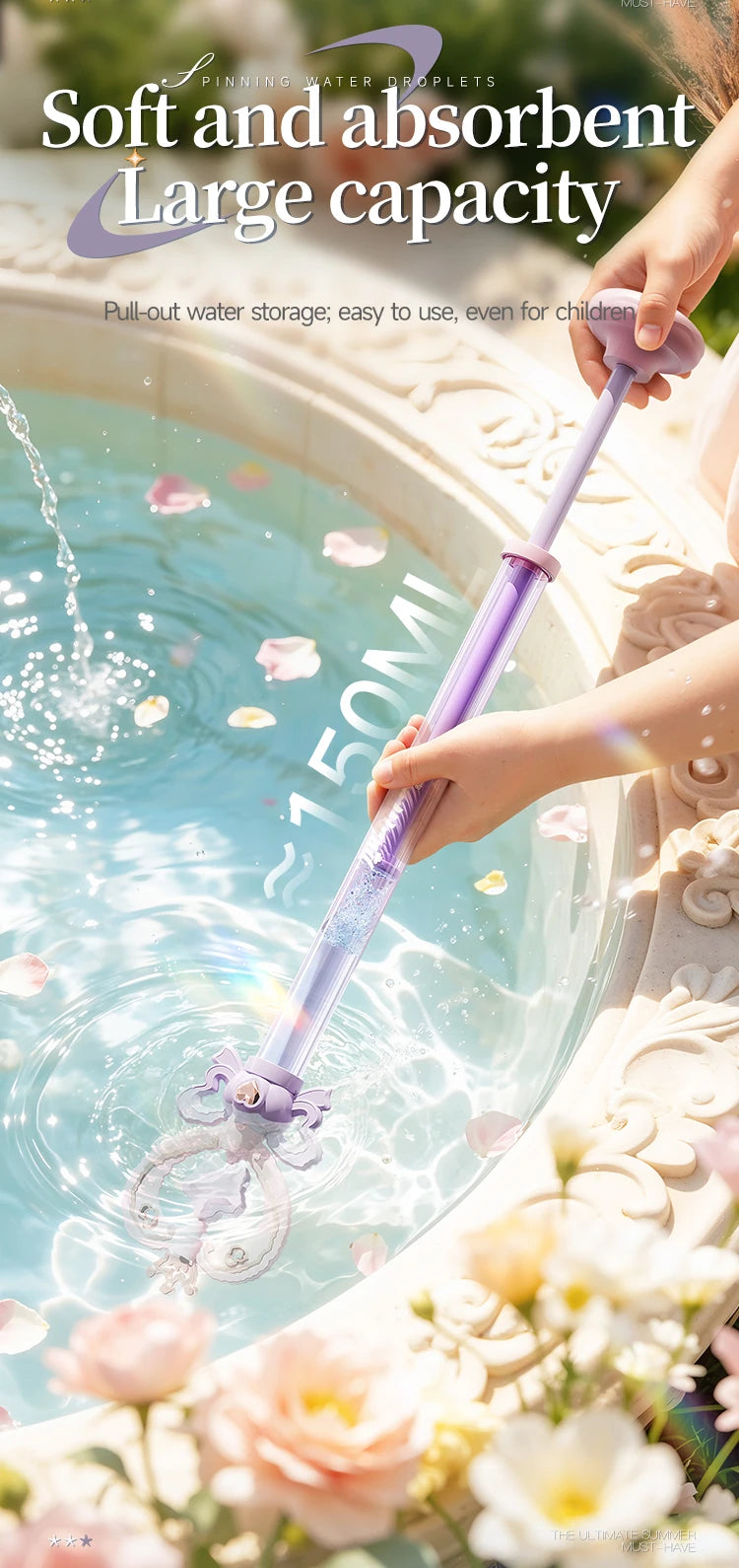 Magic Fairy Wand Water Gun Sparkling Summer Water Play Toy for Kids Adults Birthday Gift Water Battle Cannon
