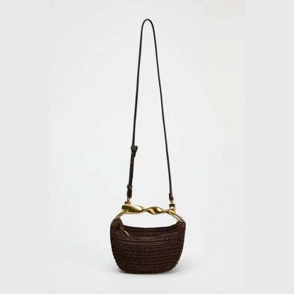 Summer Half-Moon Beach Straw Shoulder Bags Women's Straw Bucket Bag Purse Woven Straw Handbags Casual Tote Crossbody Bag