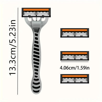 3-Layer Razor Head Manual Shaver, Blade Razor Safety Shaving Beard Moustache Manual Shaver Set