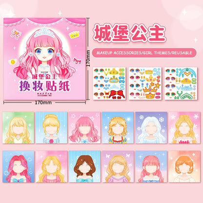 1set Toy Puzzle Stickers Reusable for Girls Cartoon Princess Make a Face Stickers Handicrafts Creative Kids Stickers