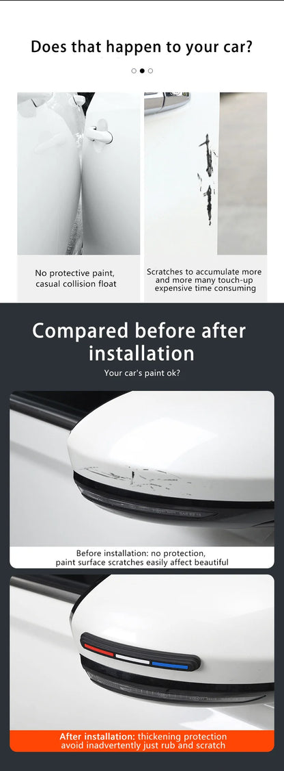 4pcs Car Rearview Mirror Door Protector Guard Edge Protector Buffer Trim Molding Protection Strip Car Auto Scratch Protector Bar