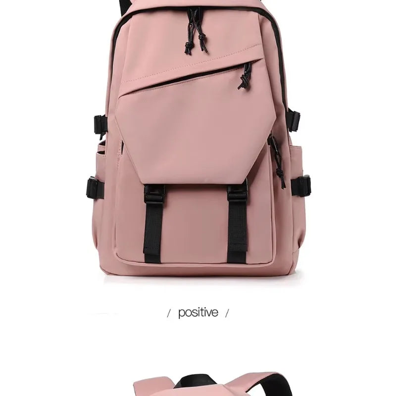 One 15 Inch Polyester Waterproof Solid Color Simple Men's Backpack Fashion Couple Student Computer Backpack