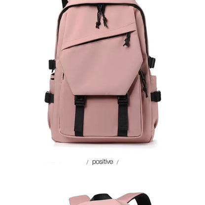 One 15 Inch Polyester Waterproof Solid Color Simple Men's Backpack Fashion Couple Student Computer Backpack