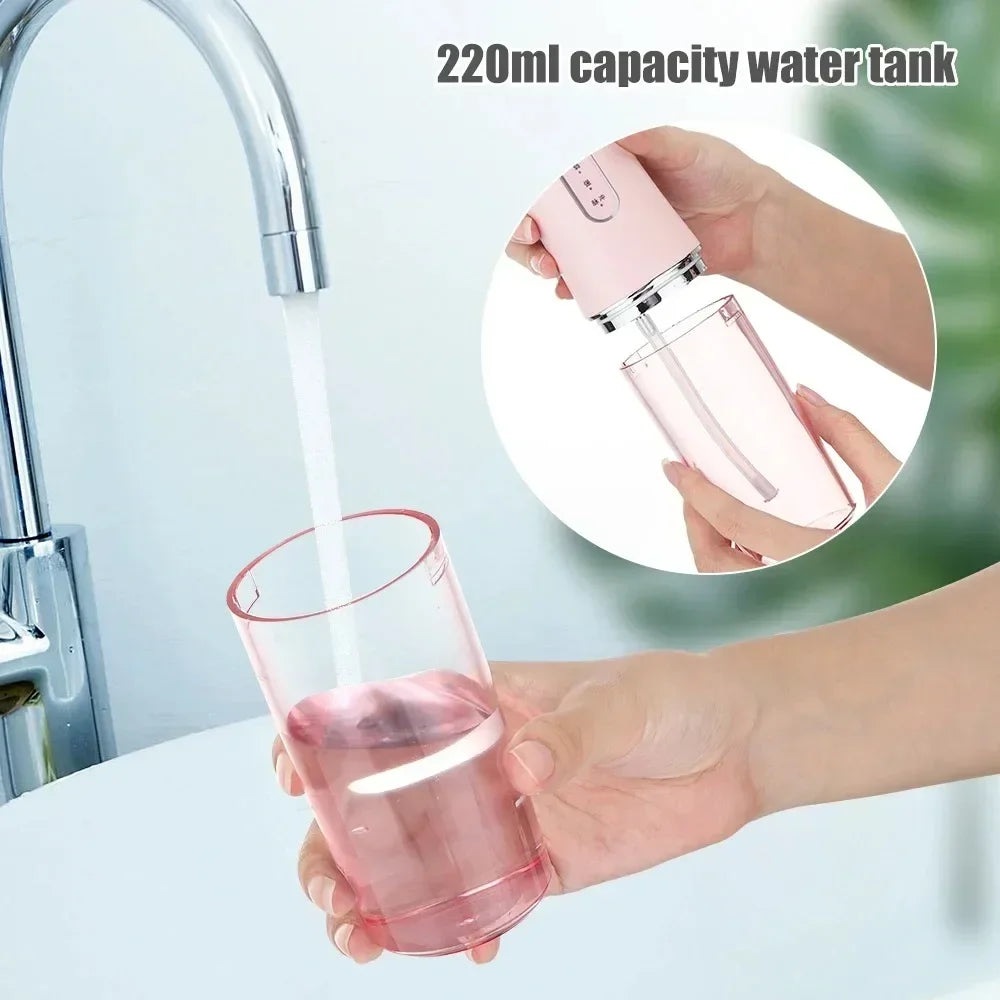 Oral Irrigator Portable USB Rechargeable Dental Water Flosser Water Jet Floss Tooth Pick 4 Jet Tip 220ml 3 Modes IPX7 Waterproof