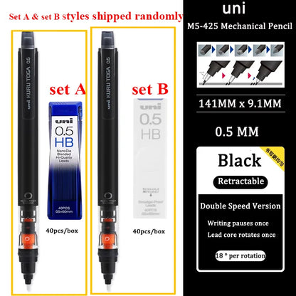 UNI KURUTOGA Mechanical Pencil M5-452 Creative Writing Continuous Sketch 0.5mm Lead Automatic Rotating Mechanical Pencil
