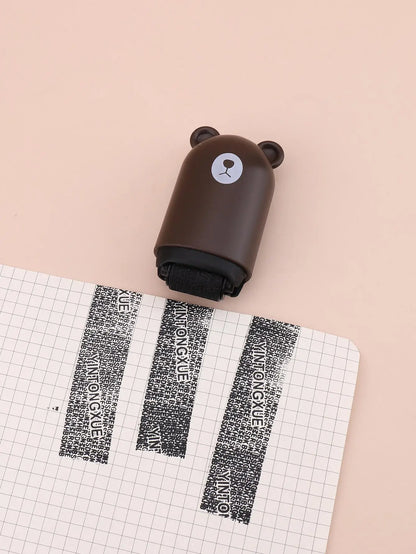 1 Cute Bear Shaped Roller Stamp, Study Notebook Typos Cover Graffiti Fashion Stamp, Personal Privacy Graffiti Daily Necessities