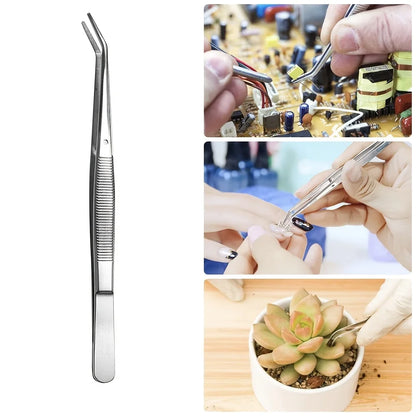 1/5pcs Stainless Steel Nail Art Nippers Tweezers Rhinestones Crystal Sequins Glitter Picking Up Cotton Cleaner Tools Manicure