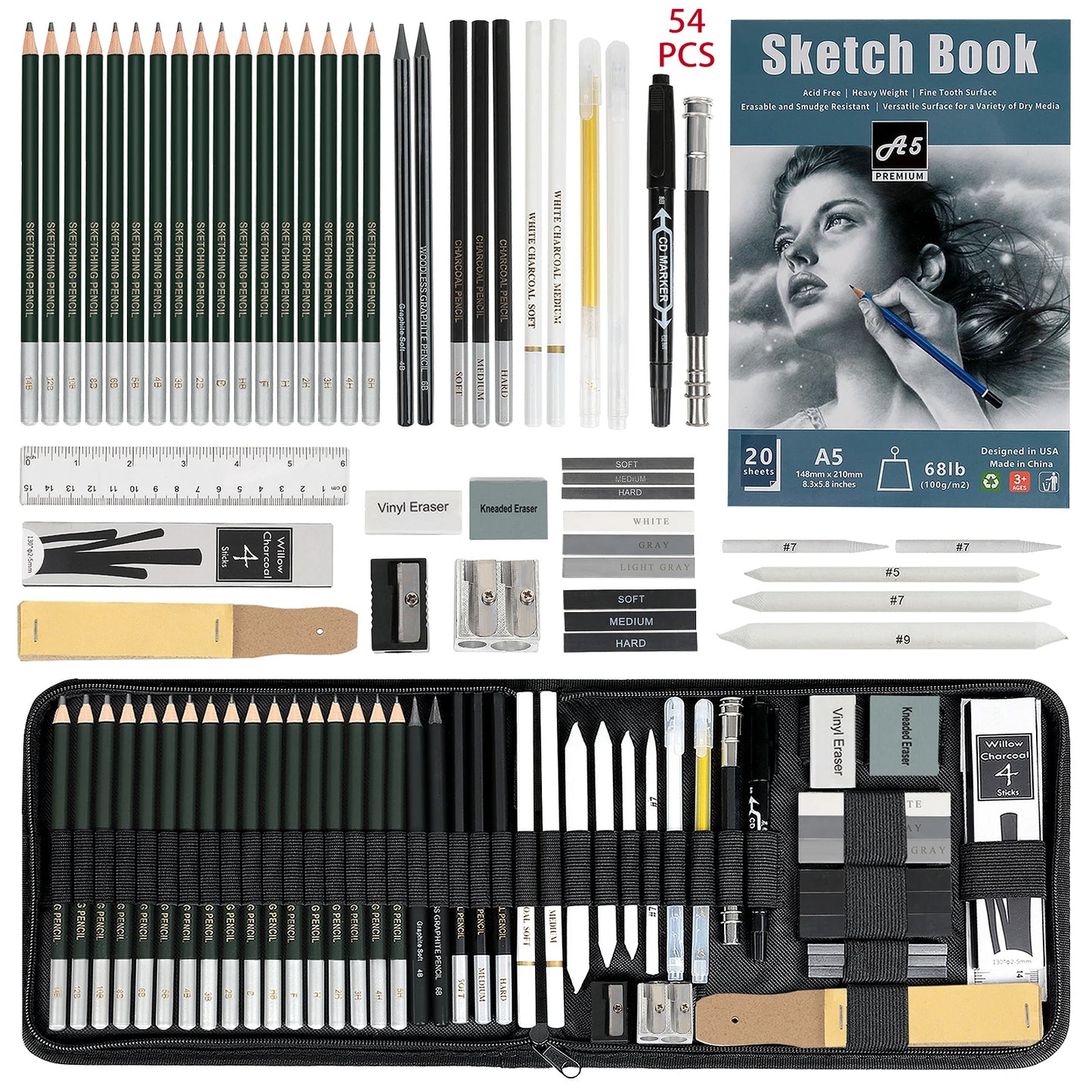 12/20/25/54/70 pcs Drawing Sketching Coloring Set Drawing Pencils & Sketching Kit Art Tool Kit Professional Art Supplies Set