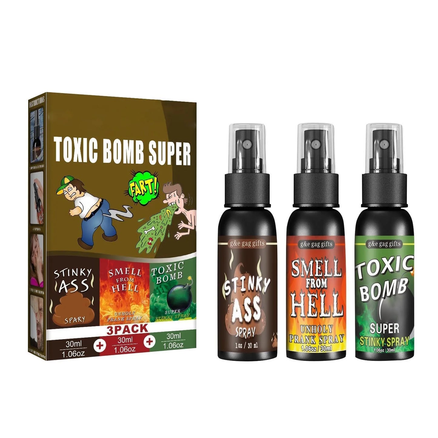 30ml Poop Spray Creative Liquid Fart Gag Prank Joke Spray Funny Toy Non-Toxic Stink Bombs Extra Strong Smelly Stinky Gas Spray