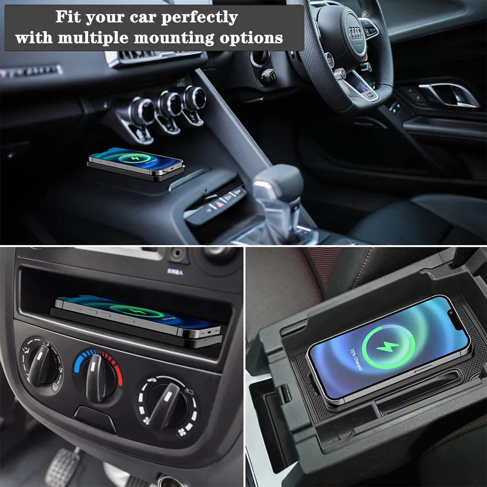 Car Wireless Charger for Iphone 16 15 15 Pro Max 14 13 12 X Samsung S24 S23 Wireless Car Charger Silicone Pad Stand Fast Charger