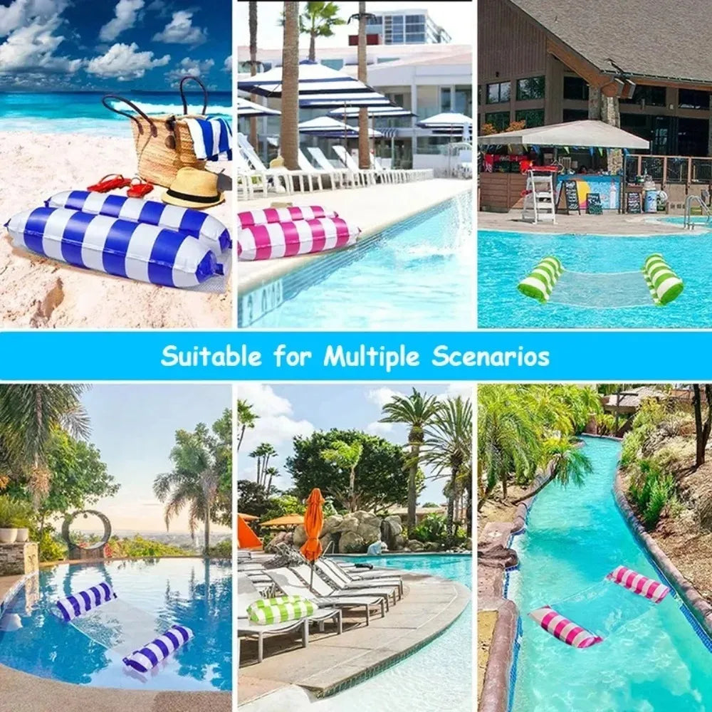 1pc Inflatable Foldable Floating Row Swimming Pool Party Water Hammock Air Mattresses Pvc Stripe Water Floating Inflatable Mat