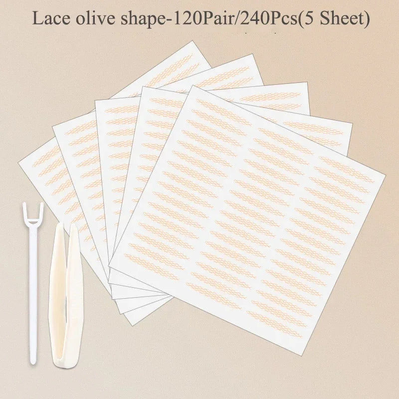 Lace Mesh Olive-shaped Eyelid Paste-shaped Invisible Double Fold Eyelid Shadow Tape Sticker Beauty Makeup Eyelid Tool 180-480Pcs
