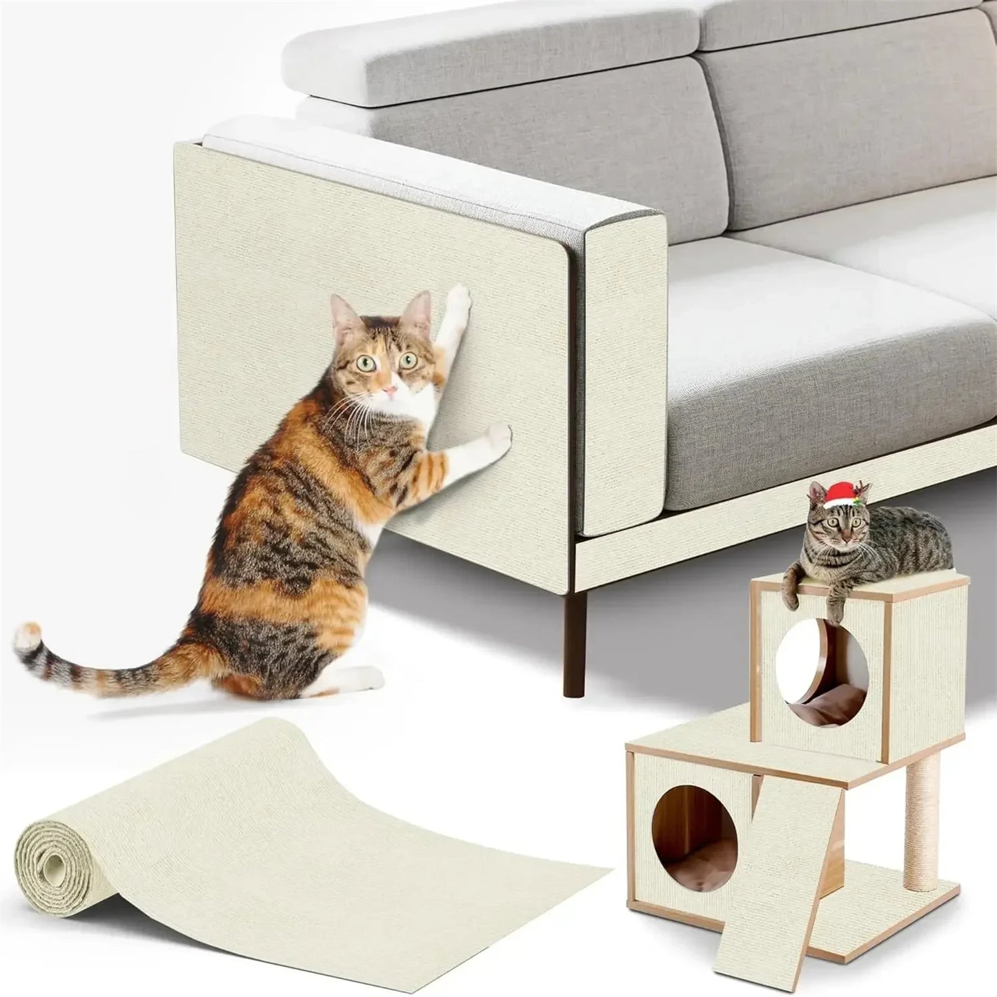 7 Colors Cat Scratcher Sofa Protector Cats Scratcher Pad Board Protection Trimmable Self-adhesive Carpet DIY Cat Scratch Mat
