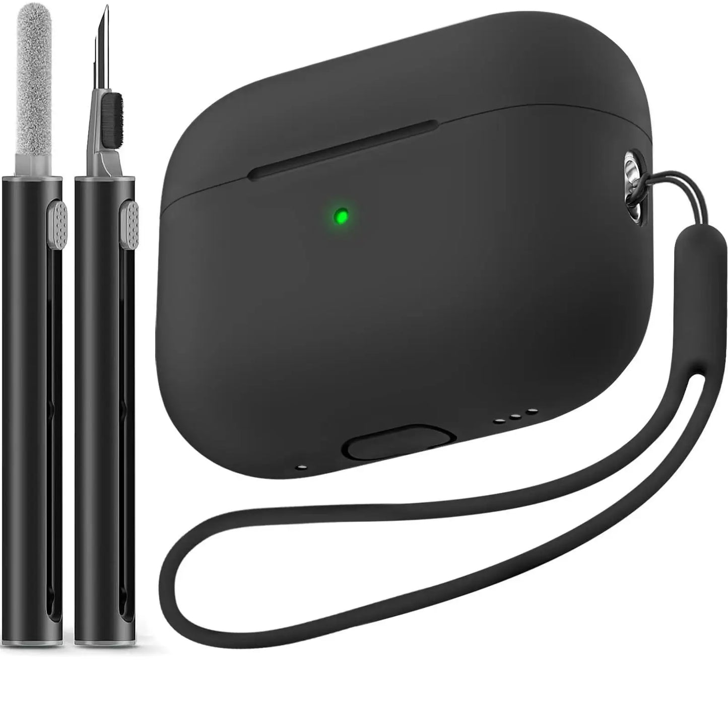 For 2025 Apple  AirPods Pro 3 protective case soft skins case with cleaning kit and lanyard  For AirPod Pro3 [visible front LED]