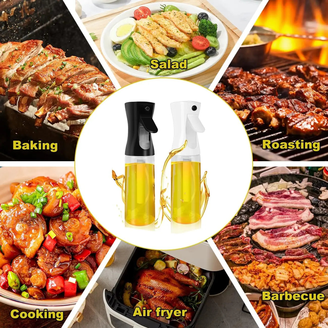 500/300/200ml Oil Sprayer for Cooking Air Fryer Oil Spray Bottle Mister for Kitchen Baking Olive Salad Refillable Oil Dispenser