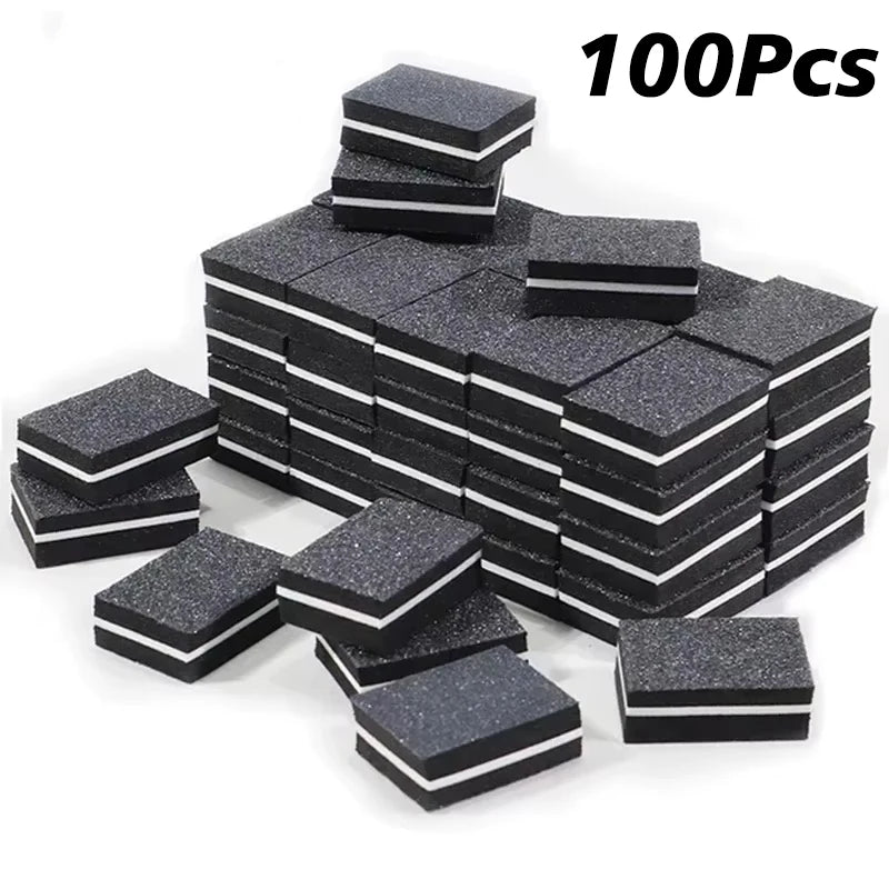 10-50-100pcs Professional Mini Nail Art Buffer File Set 100/180 Sandpaper Manicure Care Tips Sanding Polishing Tools Kit