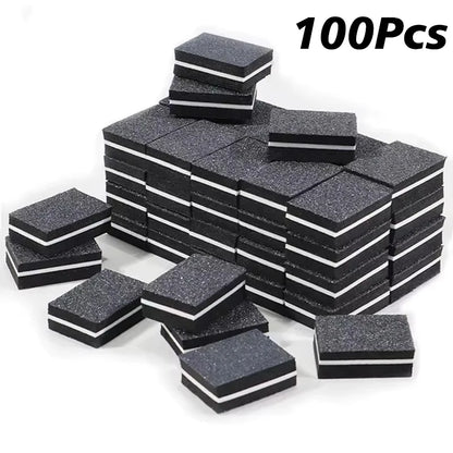 10-50-100pcs Professional Mini Nail Art Buffer File Set 100/180 Sandpaper Manicure Care Tips Sanding Polishing Tools Kit