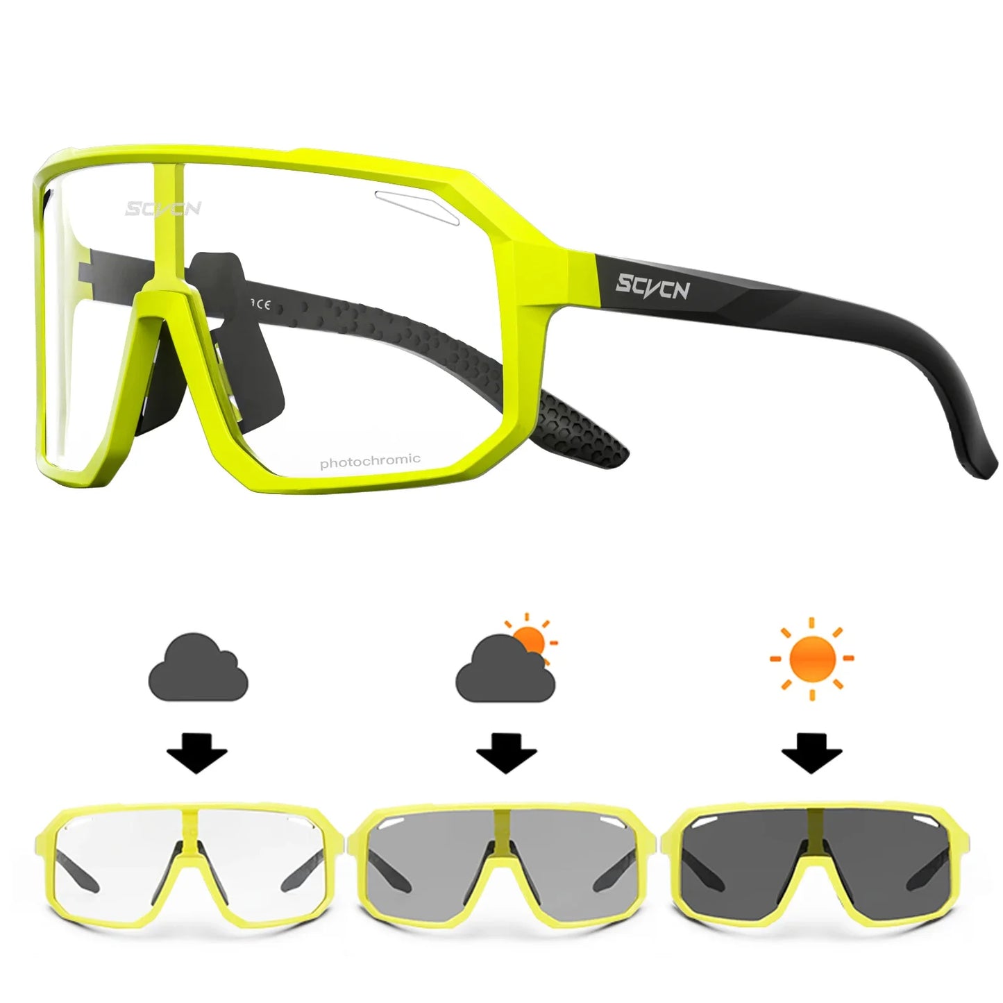 SCVCN Photochromic Cycling Glasses Bike Mountain Bicycle Golf UV400 Sunglasses Sport Protection Glasses for Men Women Baseball