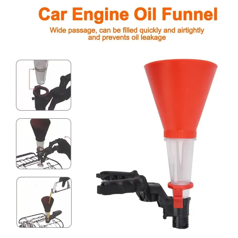 Universal Car Engine Oil Funnel Set Precision Clamp Leak-Proof PVC Versatile Tool for Hassle-Free Auto Filling Maintenance amagi