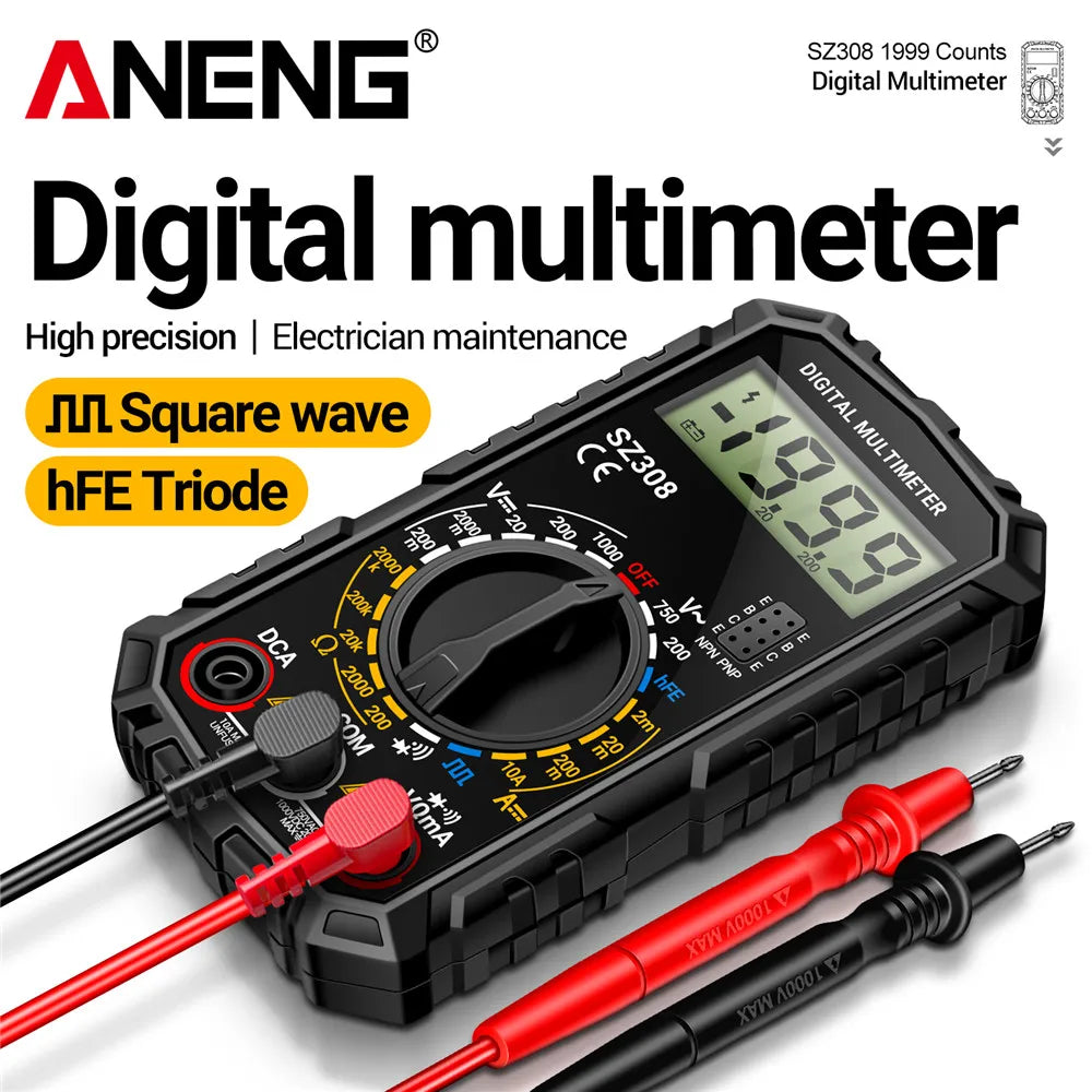 ANENG SZ308 1999 Count Digital Multimeter AC/DC High-Precision Multi-function Voltage Current Resistance Multimeter Tester Tools