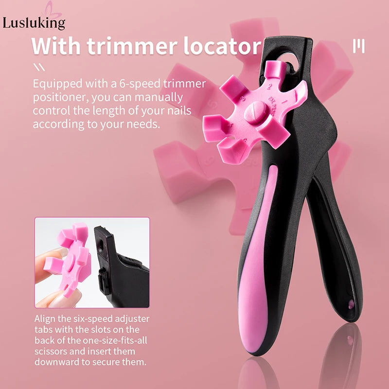 U-shaped French False Nail Scissors Acrylic Nail Clipper Adjustable Nail Tip Cutter Trimmer Manicure with Sizer Precise Cutting