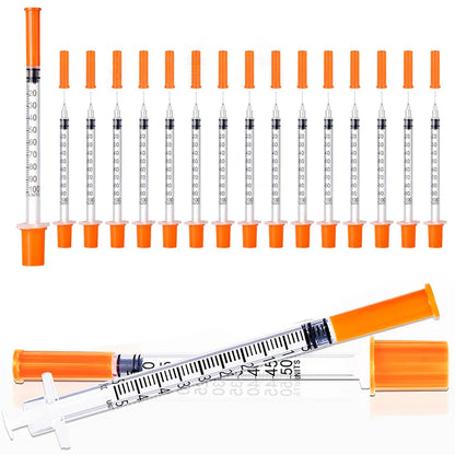 30/15/5Pcs 0.5Ml/1Ml Disposable Plastic Veterinary Syringe with Needle, Suitable for Pets and Farm Animals, Manual Push-Type Syringe with Needle, Farm Animal Syringe, Suitable for Cats, Dogs, Pigs