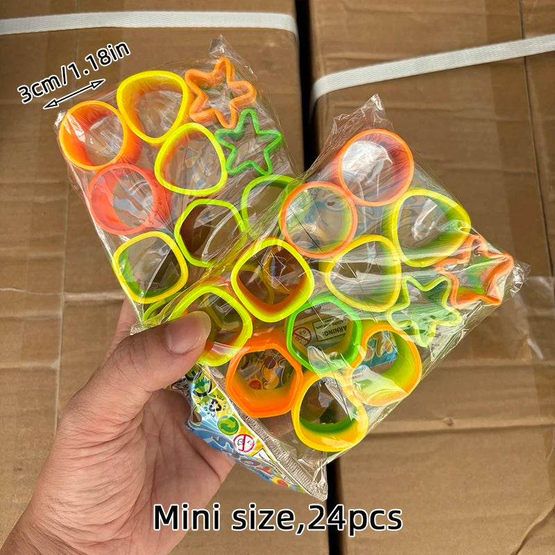 12/24 Rainbow Magic Springs Circle Toys Kids Birthday Party Favors Guests Giveaway Small Gifts Pinata Fillers Flexible Funny Toy