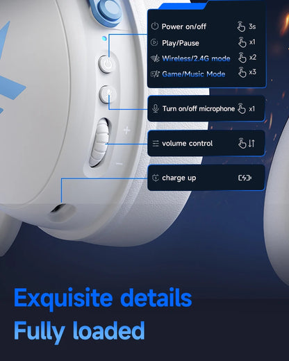 MCHOSE V9 pro E-Sports Headset with Microphone Tri-Mode Gaming USB Wireless 7.1 Channel Surround Sound Portable Audio Headphones