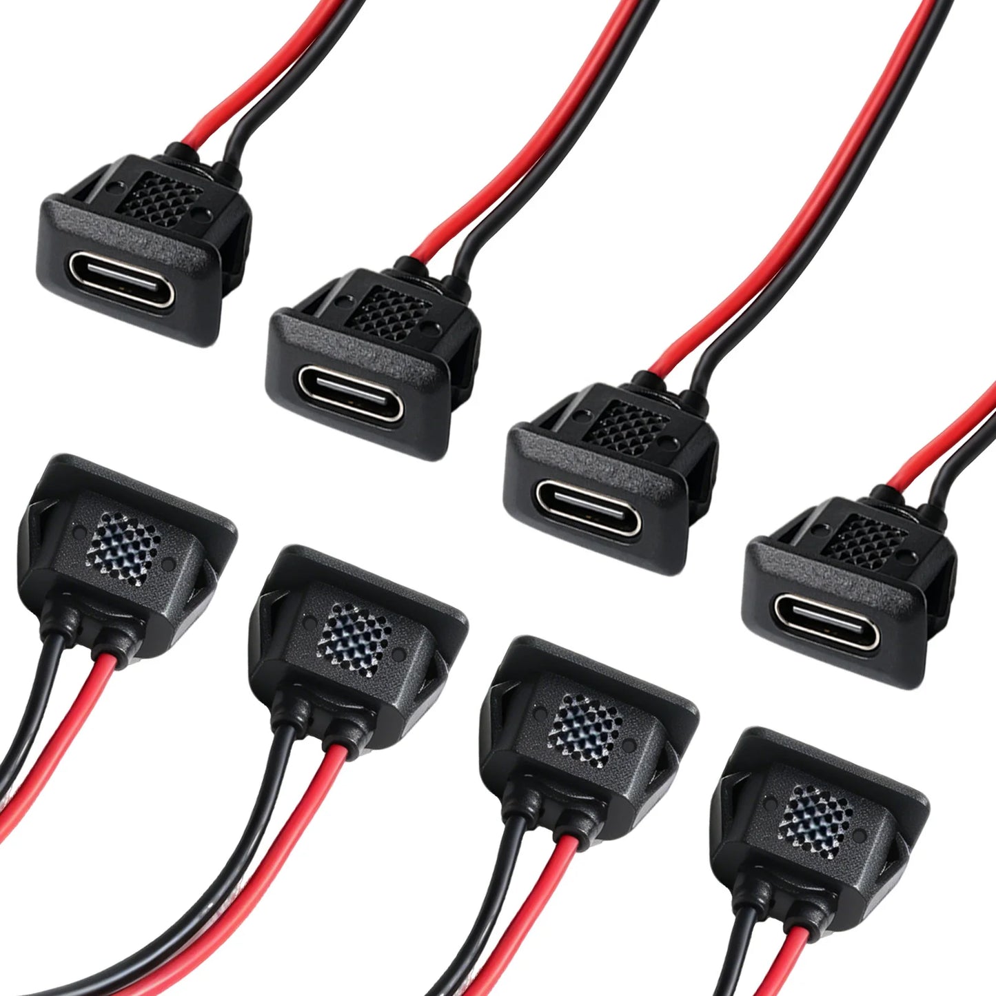 5/10/20pcs Type-C Female Chassis 2 Pin Type-C Female Socket Connector Waterproof Jack Female Charging Port with Card Buckle