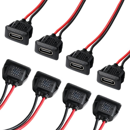 5/10/20pcs Type-C Female Chassis 2 Pin Type-C Female Socket Connector Waterproof Jack Female Charging Port with Card Buckle