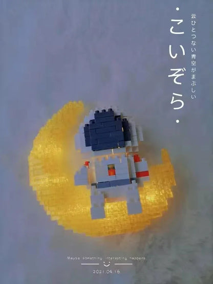 Knew built Luminous Astronaut Moon Micro brick Building Blocks Set Educational Toys LED Light Technology Bricks for Adults