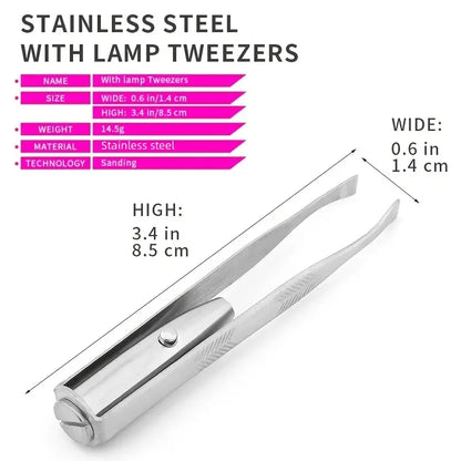 1/2pcs Eyebrow Tweezer with LED Light Smart Design Precision Eyelash Hair Remove Stainless Steel Tweezers Portable Makeup Tools