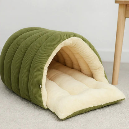 Winter Plush Cat Bed Warm Pet House Thickening Warmth Comfort Soft Kittens Sleeping Beds Cat Cave For Pet Warmth