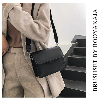 Classic Designer PU Leather Crossbody Bag for Women Travel Handle Handbag Fashion Shoulder Messenger Bag Ladies Small Flap Bag