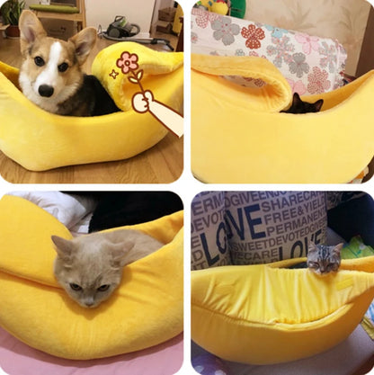 Winter Banana Cat Bed House Funny Cute Cozy Cat Mat Beds Warm Durable Portable Pet Basket Kennel Dog Cushion Cat Supplies winter