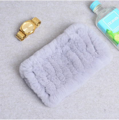 Women Handmade Stretch 100% Real Rabbit Fur Scarf Knit Genuine Rex Rabbit Fur Headbands Girls Natural Rabbit Fur Ring Scarves