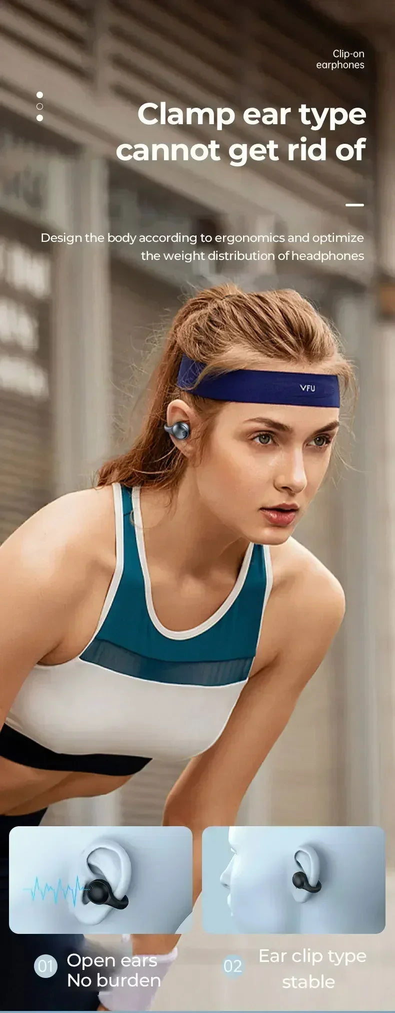 TWS X58 Wireless Bone Conduction Headphones Bluetooth Earphones Waterproof Sports Earbuds Earring Ear Hook With Mic Headset