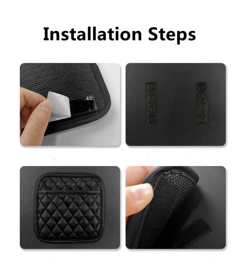 Car Adhesive Organizer PU Leather Storage Bag for Cards Phone Key