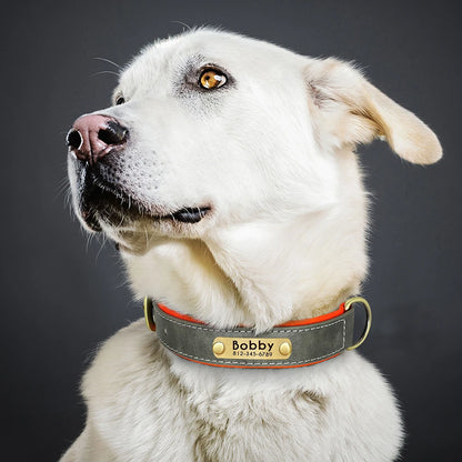 Personalized PU Leather Dog Collar Soft Padded Dog Collars Free Custom Pet ID Name Necklace for Small Medium Large Dogs Pitbull